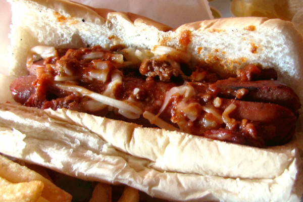 photo of hot dog from the Dudley Chateau, Wayland, MA