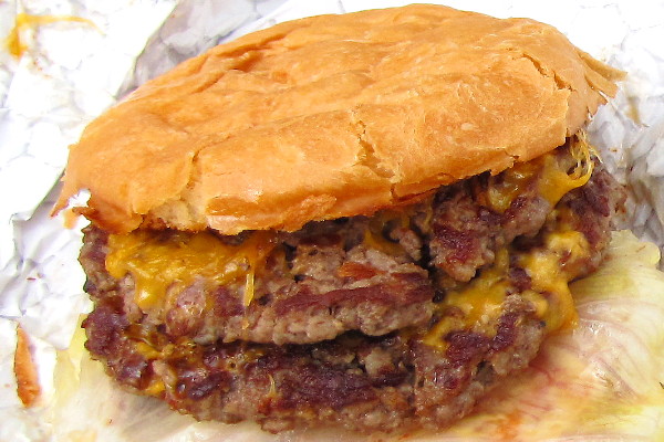 photo of double cheeseburger from Flat Patties, Cambridge, MA