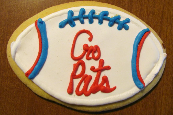 photo of a New England Patriots cookie from Montilio's, Braintree, MA