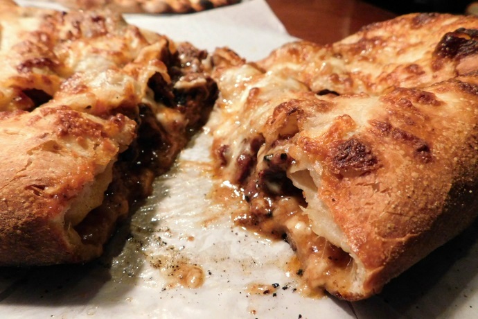 photo of steak and cheese calzone from the Pearl Street Station Restaurant, Malden, MA