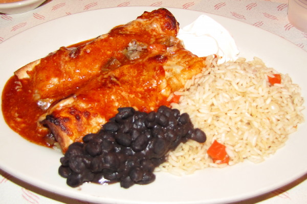 photo of pulled pork enchiladas from Strip-T's Restaurant, Watertown, MA