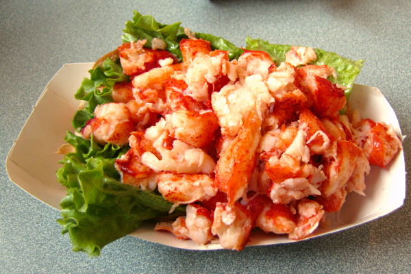 photo of warm lobster roll from Arnold's, Eastham, MA
