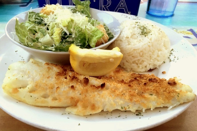 photo of baked haddock from Barefoot Bob's Beach Grill, Hull, MA (from hiddenboston.com)