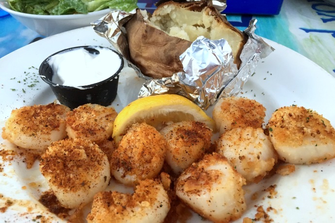 photo of baked scallops from Barefoot Bob's Beach Grill, Hull, MA (from hiddenboston.com)
