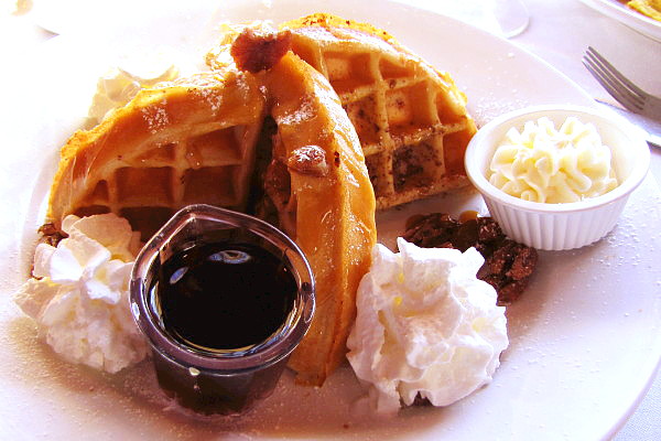 photo of caramel pecan waffle from Bintliff's, Ogunquit, ME