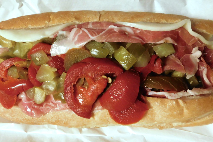 photo of prosciutto and provolone sub from Bob's Italian Foods, Medford, MA