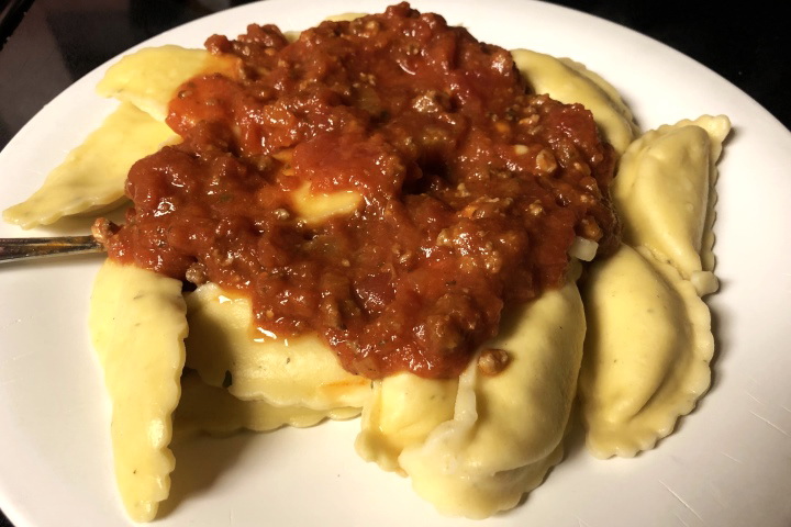 photo of ravioli with smoked mozzarella and basil from Bob's Italian Foods, Medford, MA
