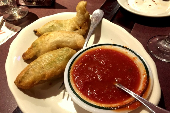 photo of deep-fried zucchini blossoms from Bocelli's, Medford, MA