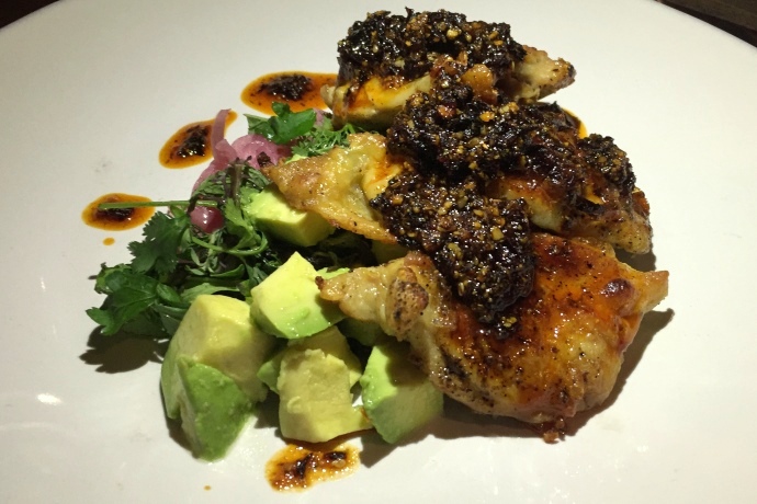 photo of wood-fired chicken thigh from Brewer's Fork, Charlestown, MA