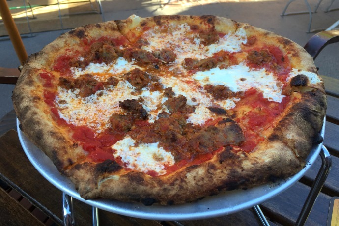 photo of meatball pizza from Brewer's Fork, Charlestown, MA