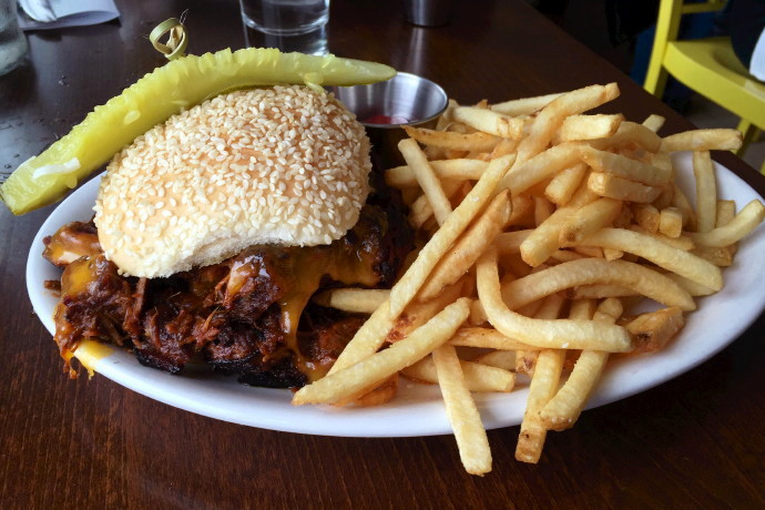 photo of chopped brisket sandwich from CK Pearl, Essex, MA, MA