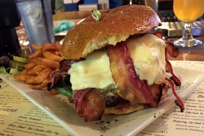 photo of stacked bacon and triple cheese burger from Cagney's, Quincy, MA