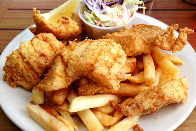 photo of fish and chips from Captain Carlo's, Gloucester, MA