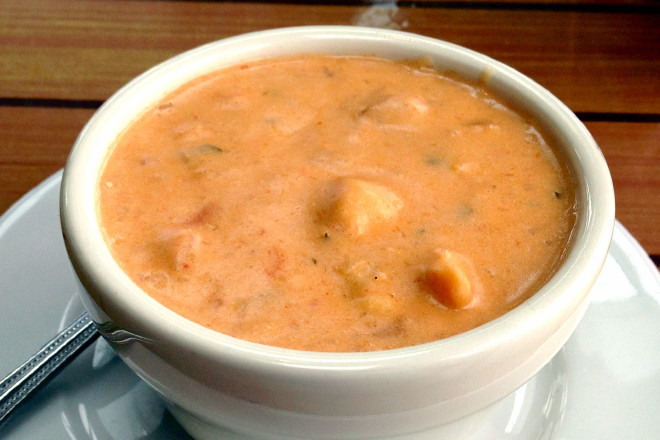 photo of lobster bisque from Captain Carlo's, Gloucester, MA