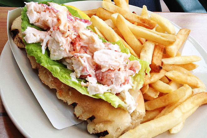 photo of lobster roll from Captain Carlo's, Gloucester, MA