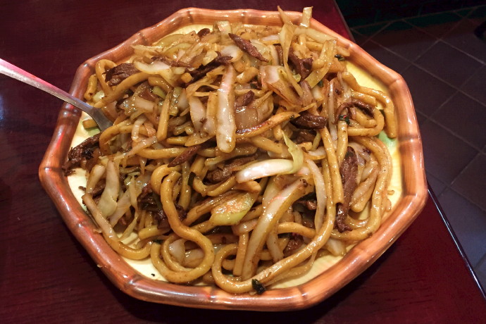 photo of shredded duck with chow mein from China King, Boston, MA