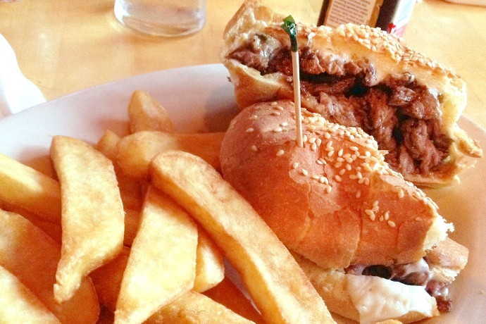 photo of a garlic cheesesteak from Conley's, Watertown, MA