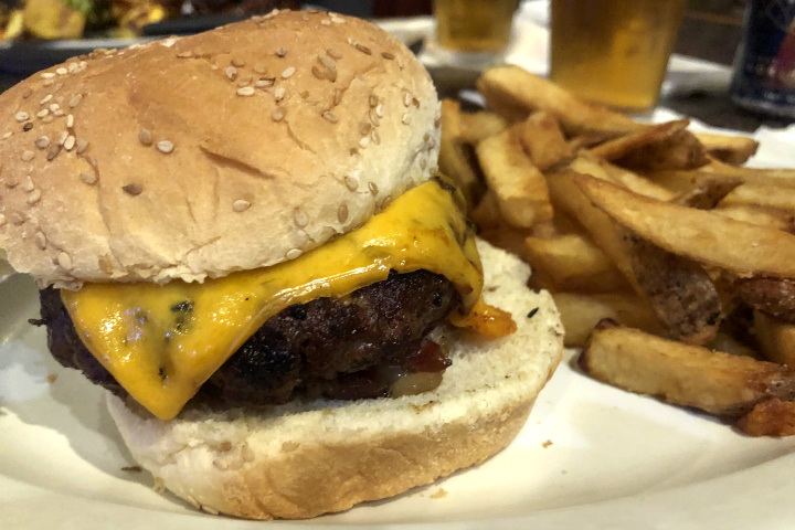 photo of  a classic burger from Costello's Tavern, Jamaica Plain, MA