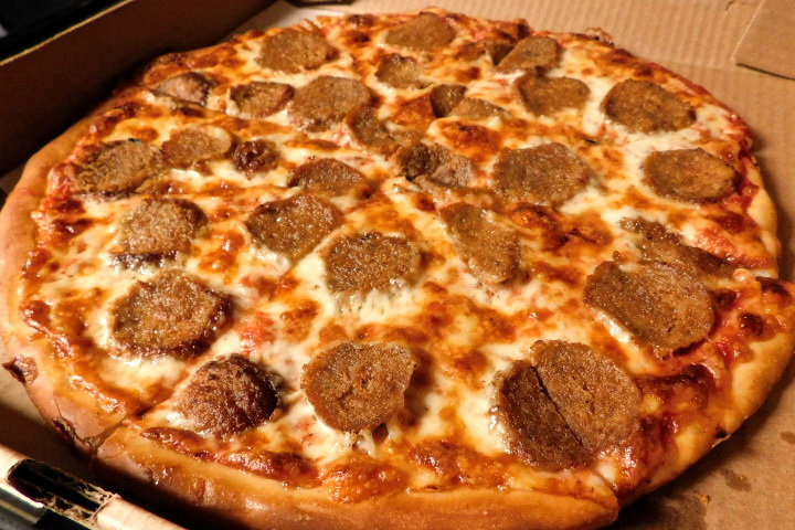 photo of meatball pizza from Country Pizza, Lincoln, MA