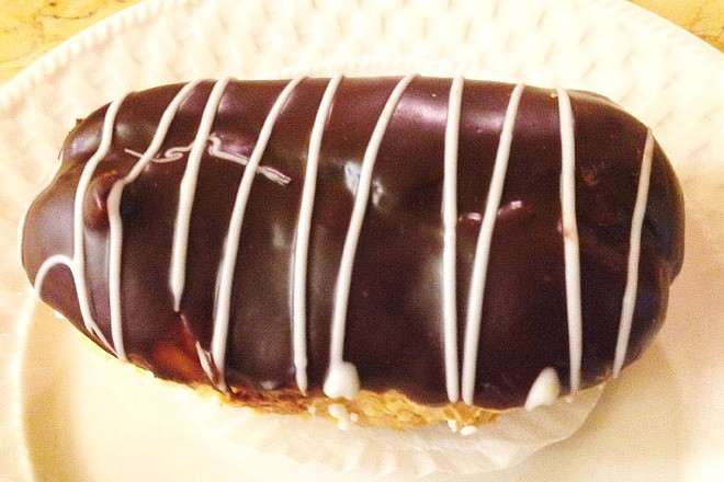 photo of chocolate eclair from Danish Pastry House, Medford, MA