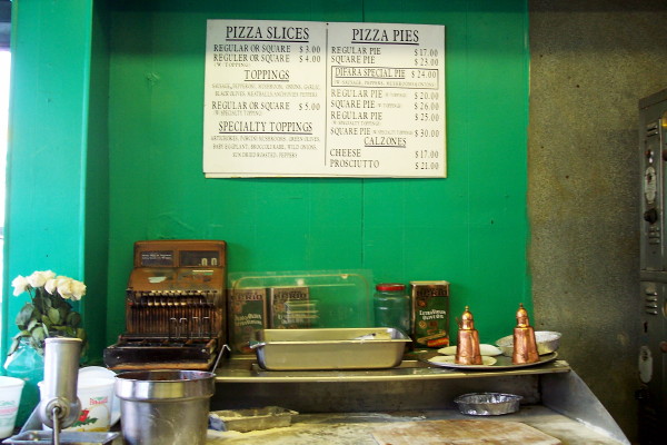 photo of menu at DiFara, Brooklyn, NY