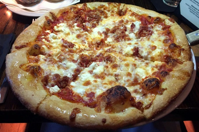 photo of bacon and feta pizza from the Dogwood Cafe, Jamaica Plain, MA
