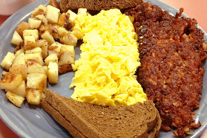 photo of a breakfast plate from Donna's Restaurant, East Boston, MA (from hiddenboston.com)