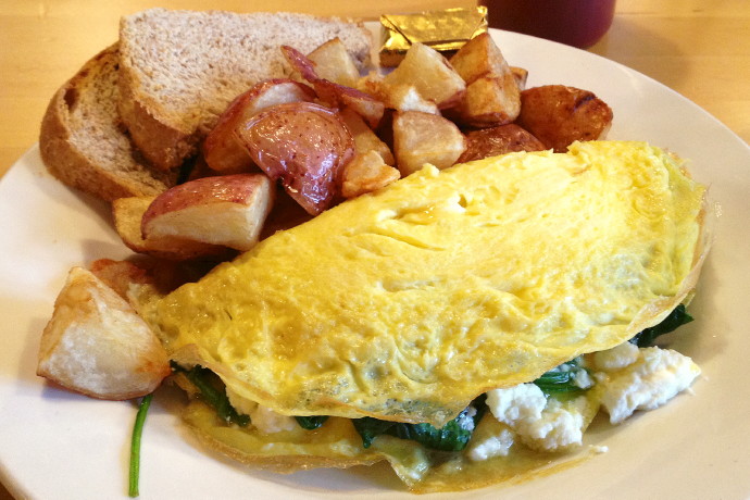photo of spinach and feta omelet from Dot 2 Dot Cafe, Dorchester, MA