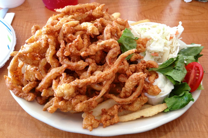 photo of clam strips from Evelyn's Drive-In, Tiverton, RI