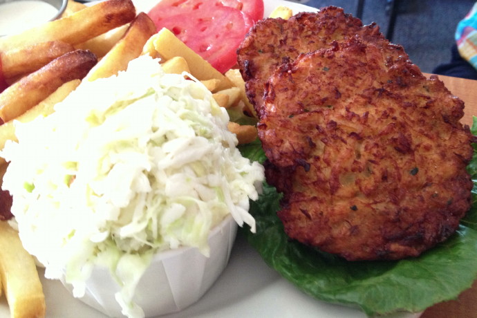 photo of crab cakes from Evelyn's Drive-In, Tiverton, RI