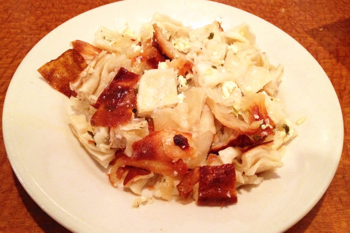 photo of su boregi (baked phyllo dough mixed with feta cheese) from Brookline Family Restaurant, Brookline, MA