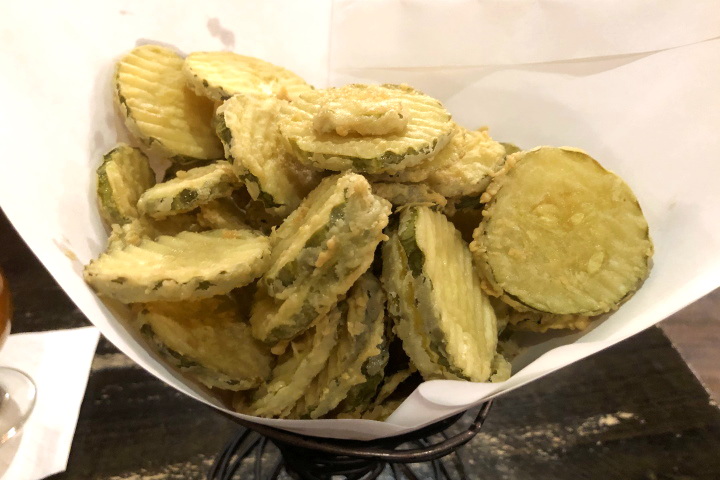 photo of fried dill pickle slices from the Fat Cat, Quincy, MA