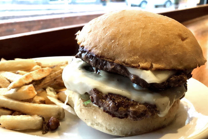 photo of double cheeseburger from Flat Patties, Cambridge, MA