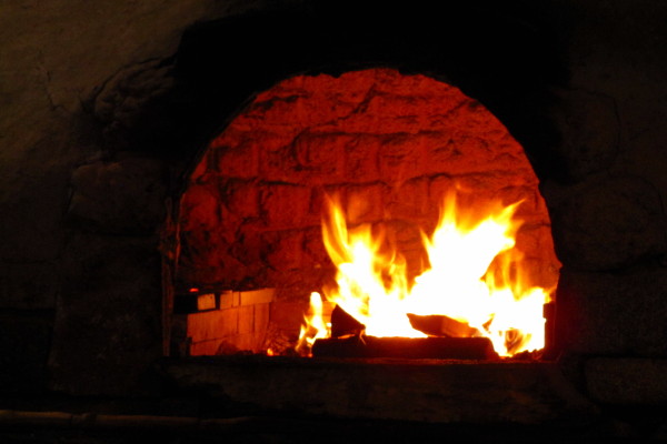 photo of wood-fired oven at Flatbread Company, Somerville, MA