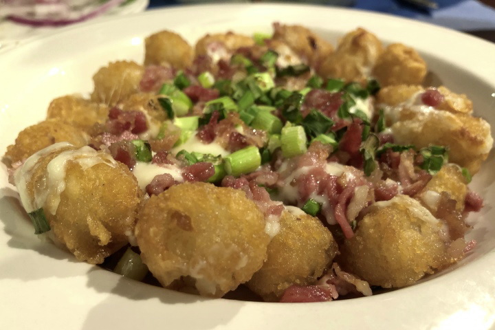 photo of loaded tater tots from Backstreet Grille and Tavern, Stoughton, MA
