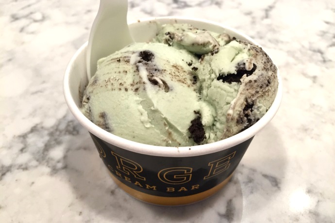 photo of mint cookies and cream ice cream from Forge Ice Cream Bar, Somerville, MA