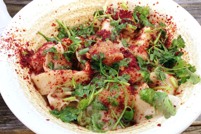 photo of hand-pulled noodles from Gene's Chinese Flatbread Cafe, Chelmsford, MA