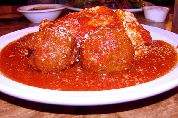 photo of lasagna with meatballs from George's Cafe, Brockton, MA