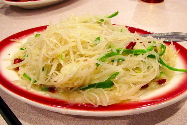 photo of shredded potato with spicy sauce from Golden Garden, Belmont, MA