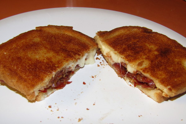photo of grilled coppa, prosciutto, and raschera cheese sandwich