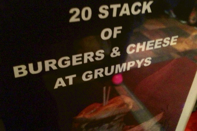 photo of burger sign at Grumpy White's, Quincy, MA