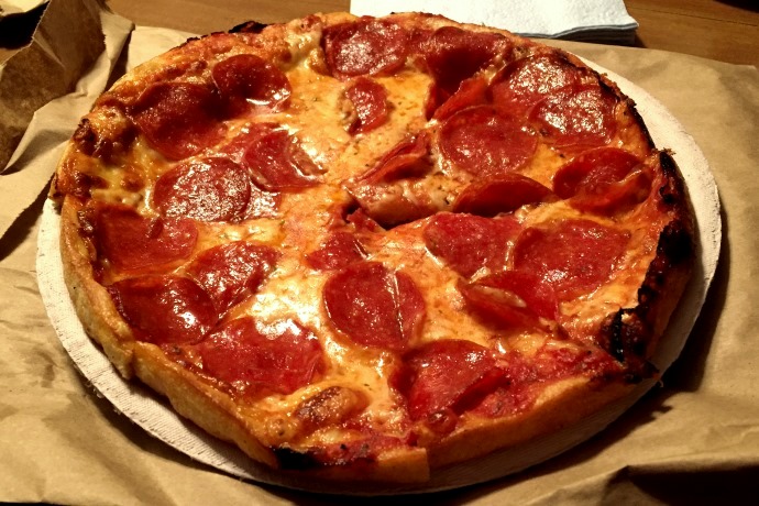 photo of pepperoni pizza from Hoey's Pizza, Randolph, MA