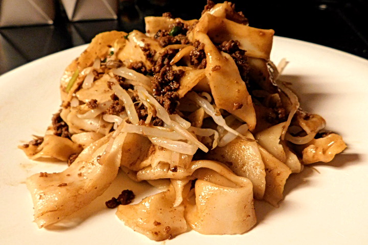 photo of hand-pulled noodles with chopped beef from Home Taste, Watertown, MA