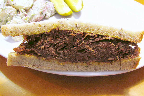 photo of pastrami sandwich from Inna's Kitchen, Newton, MA