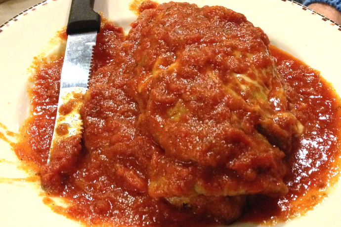 photo of eggplant and chicken parmigiana from Jeveli's, East Boston, MA