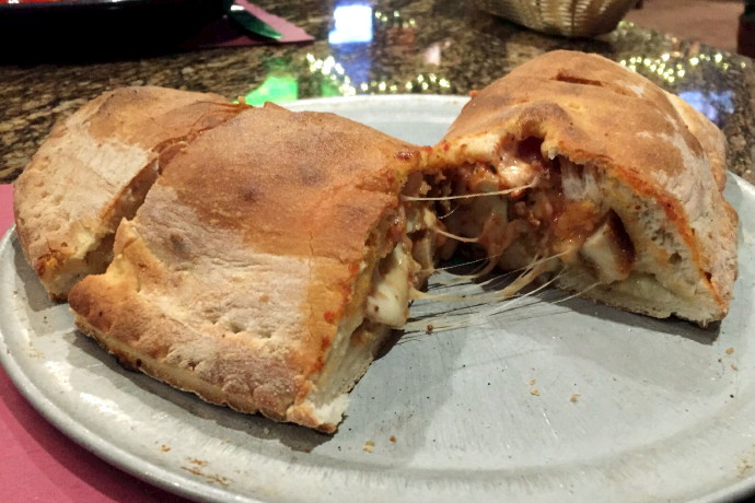 photo of chicken parm calzone from Kelley Square Pub, East Boston, MA