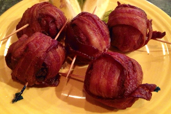 photo of bacon-wrapped scallops from Kelley Square Pub, East Boston, MA