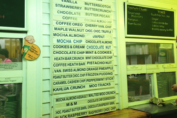 photo of ice cream list at Kimball Farm Ice Cream, Carlisle, MA
