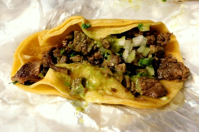 photo of steak taco from La Victoria Taqueria, Arlington, MA