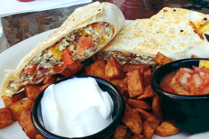 photo of a breakfast burrito from Leggos, Holbrook, MA